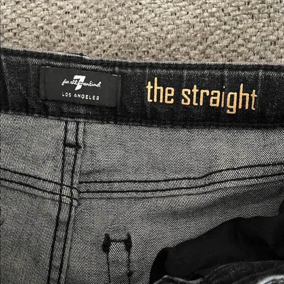 7 For All Mankind Black Straight Jeans - Picture 2 of 5